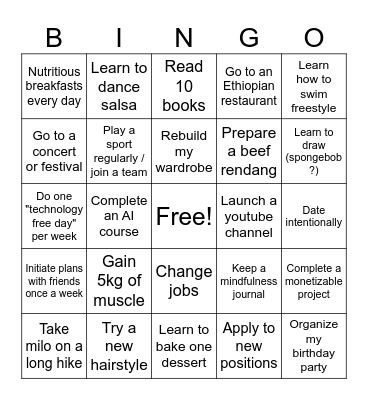 2025 GOALS Bingo Card