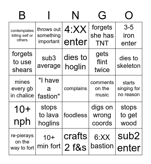 rowdie rsg bingo Card