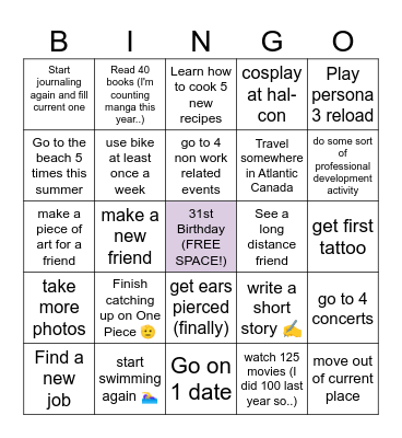 2025 Bingo! Bingo Card