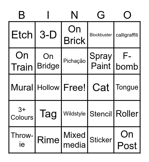 Graffiti Bingo Card