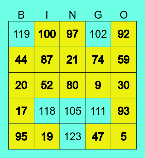 Number Bingo 1-100 Bingo Card