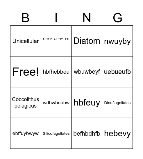 Marine Bio Bingo Card