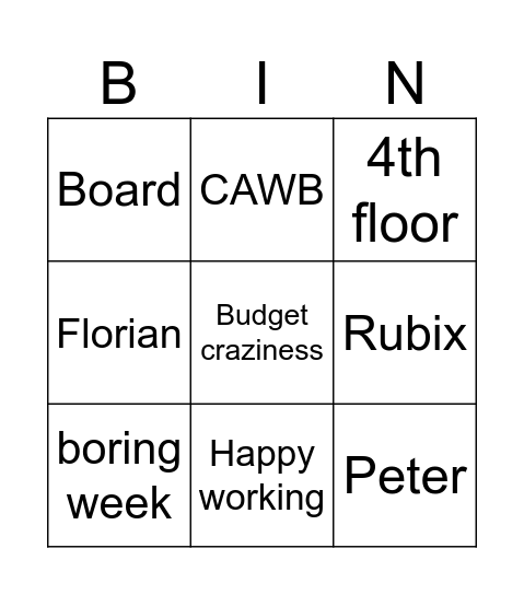 Check-in Bingo Card