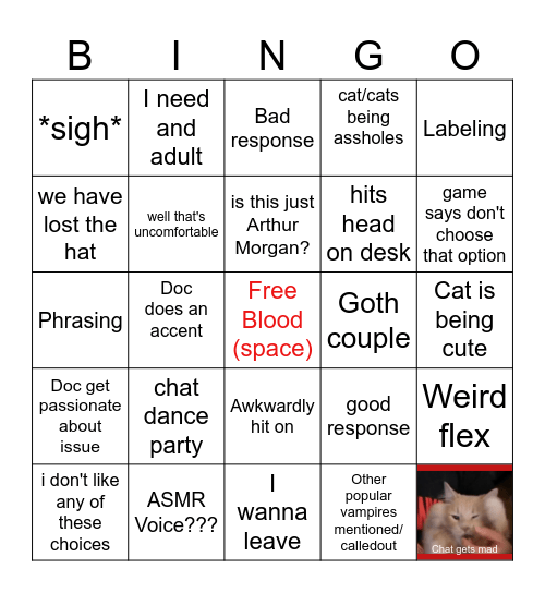 DrMick Vampire therapist Bingo Card