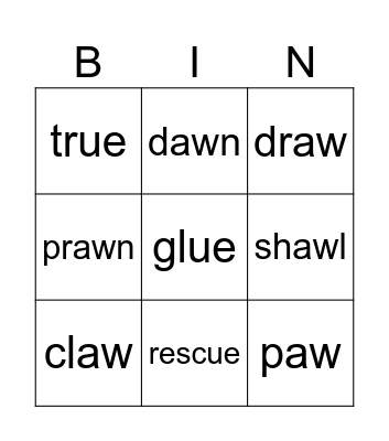 Phonics Bingo Card
