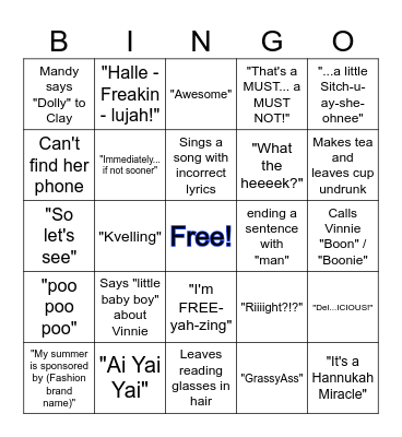 Mandy-isms BINGO! Bingo Card