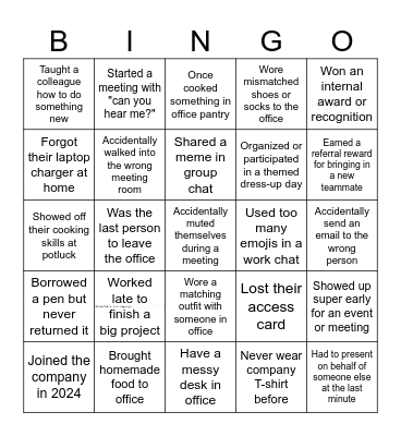 Bingo Icebreaker Bingo Card
