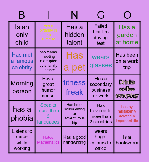 Fun Friday Bingo Card