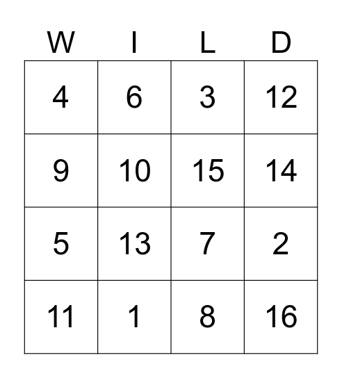 Wild Ones Bingo! Bingo Card