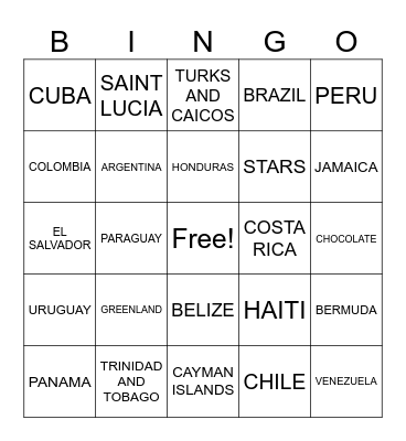 THE AMERICAS Bingo Card