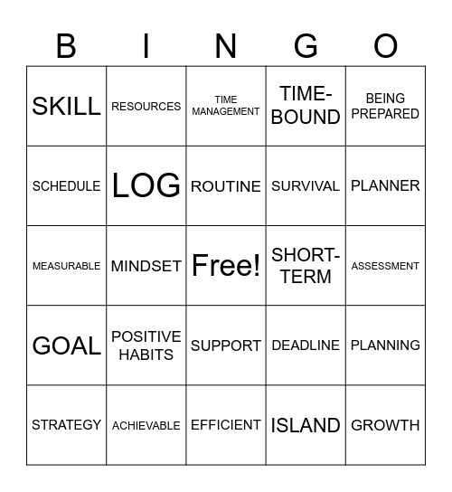 PLANNING AND TEAM WORK Bingo Card