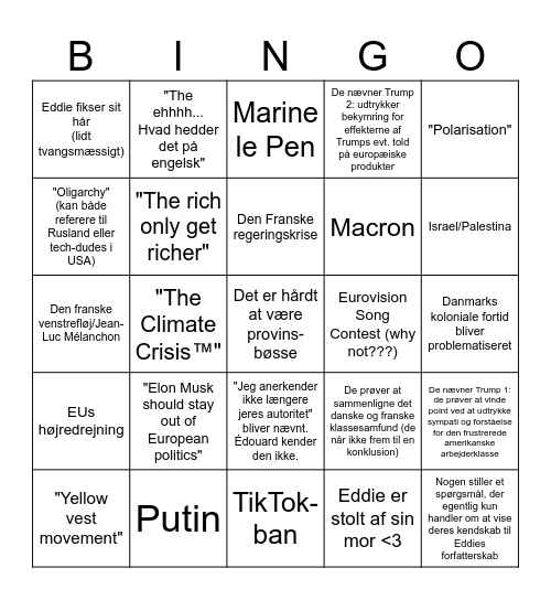 Édouard Louis Bingo!!! Bingo Card