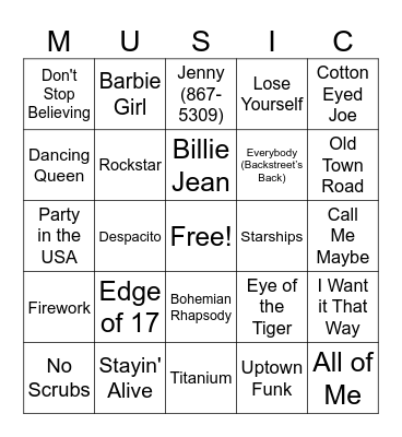 HALF DAY CHORUS BINGO Card