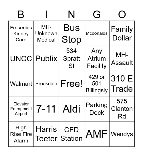 Alarm Bingo Card