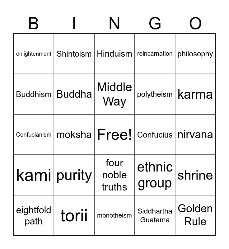 Unit 7 Vocab Bingo Card