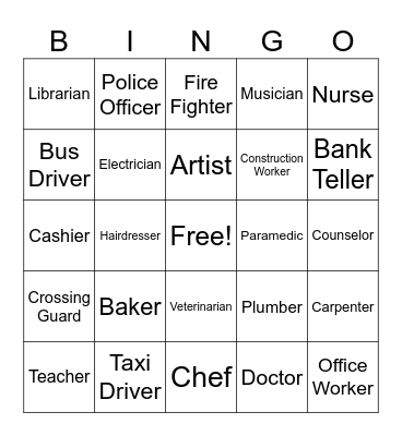 Careers Bingo Card
