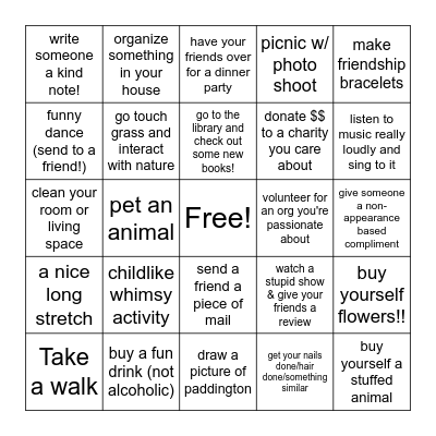 Joy Bingo!!! Bingo Card