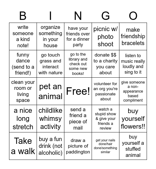 Joy Bingo!!! Bingo Card