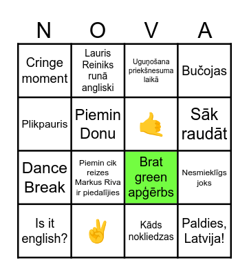 SUPeRNova Bingo Card