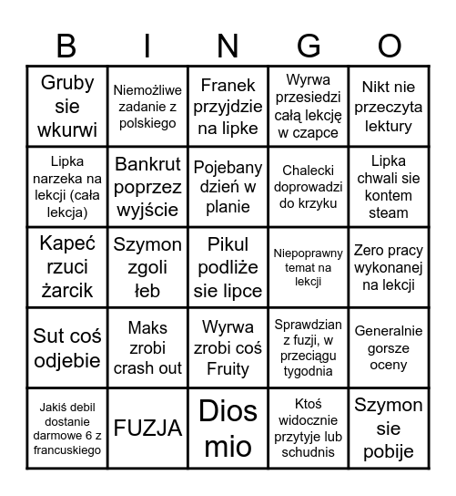 Luty w tti bingo Card