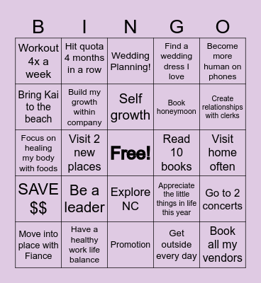 Kali's 2025 Goals Bingo Board Bingo Card