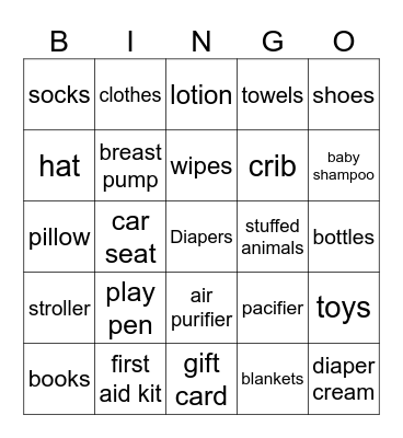 Roxy Baby Sprinkle! Bingo Card