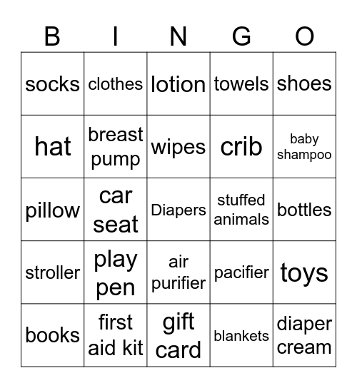 Roxy Baby Sprinkle! Bingo Card