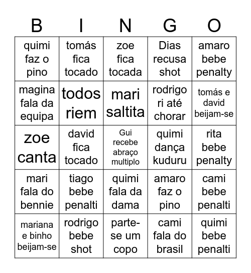 Guingo Bingo Card