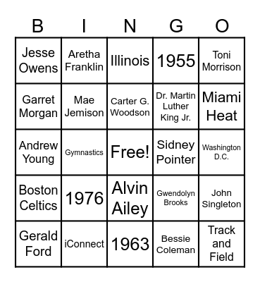 Black History Month BINGO Card
