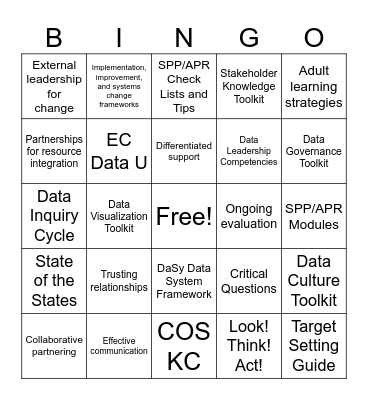 TA Stories Bingo Card