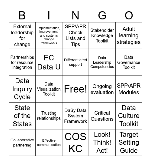 TA Stories Bingo Card