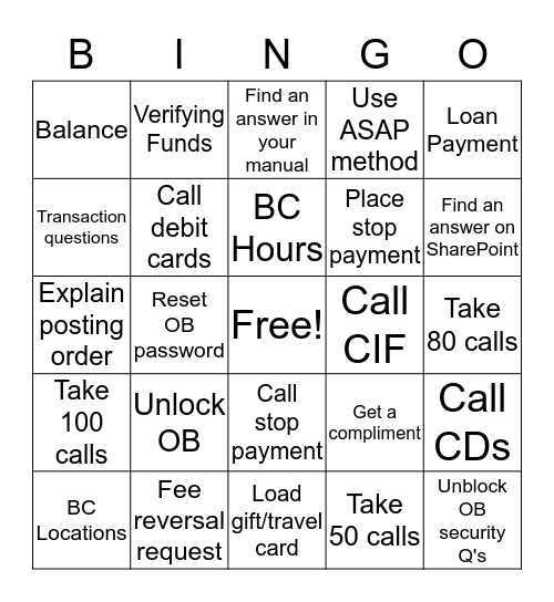 A Day In The Life Bingo Card