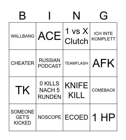 Premier Bingo Card