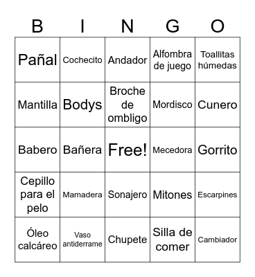 BABY SHOWER Bingo Card