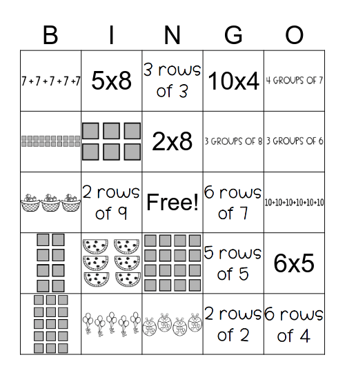 Multiplication Bingo Card
