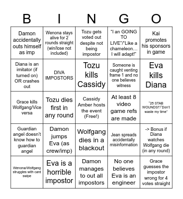 P:EG AMONG US Bingo Card