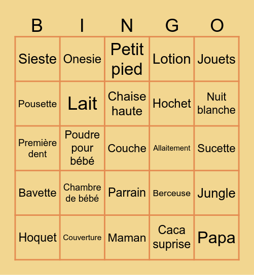 Bébé bingo Card