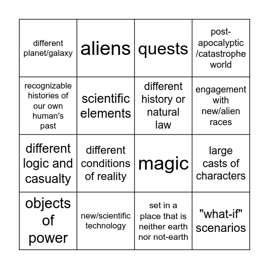 lit. bingo card Bingo Card
