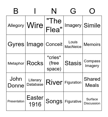 It's my Symbol and I'll Cry if I Want to Bingo Card