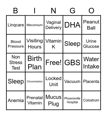 Baby Love Bingo Card