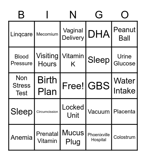 Baby Love Bingo Card