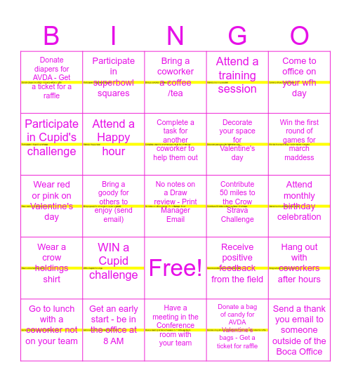 February BINGO Card