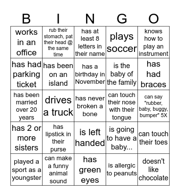 FIND SOMEONE WHO... Bingo Card