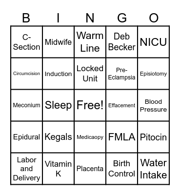 Baby love Bingo Card