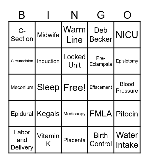 Baby love Bingo Card
