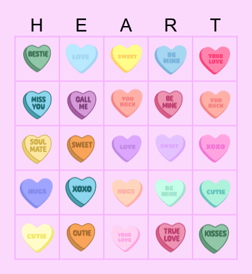 CANDY HEART Bingo Card
