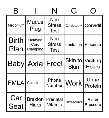 Baby Love Bingo Card
