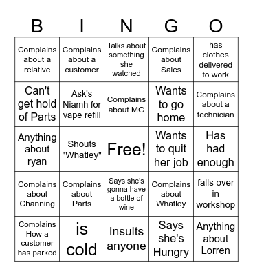 Mollie Bingo Card