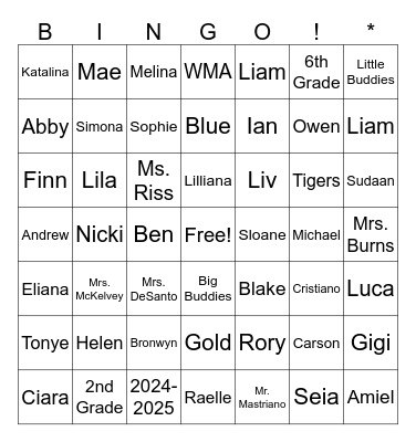 Student Appreciation 2025 Bingo Card