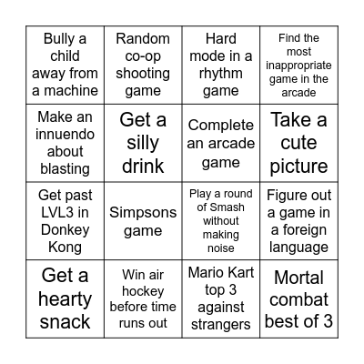 Arcade date bingo Card
